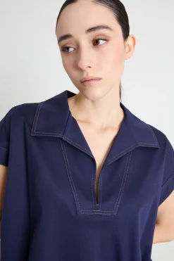 Polo oversize in jersey - Blu