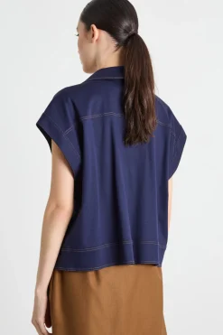 Polo oversize in jersey - Blu