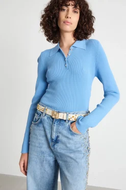 Polo semiaderente - Azzurro
