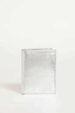 Portacarte in pelle laminata - Argento