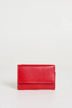 Portafoglio in pelle saffiano - Rosso