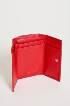 Portafoglio in pelle saffiano - Rosso