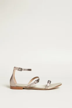 Sandali bassi con cinturini - Platino