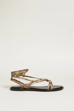 Sandali con listini stampati - Verde Kaki