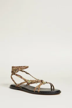 Sandali con listini stampati - Verde Kaki