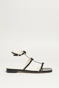 Sandali flat con fiocchi - Nero
