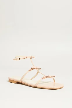 Sandali flat con fiocchi - Cipria