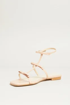 Sandali flat con fiocchi - Cipria