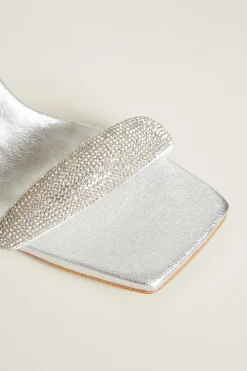 Sandali laminati con strass - Argento