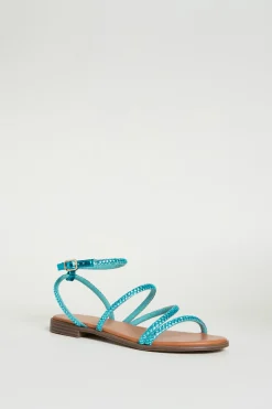 Sandali a listini con strass - Azzurro