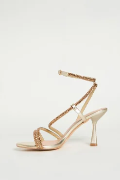 Sandali a listini con strass - Oro