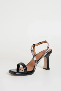 Sandali con inserti animalier - Nero