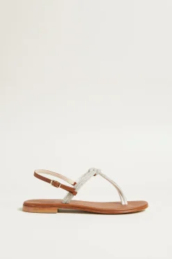 Sandali con strass - Argento Cuoio