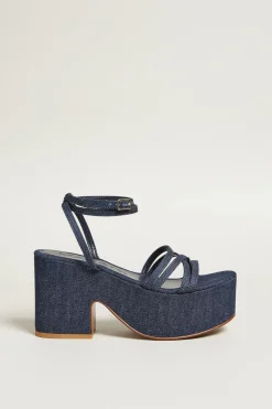 Sandali con tacco platform - Blu