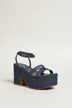Sandali con tacco platform - Blu