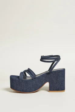 Sandali con tacco platform - Blu
