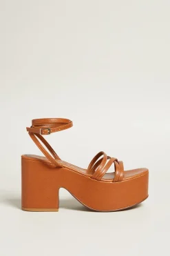 Sandali con tacco platform - Marrone