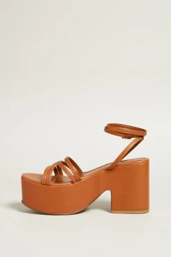 Sandali con tacco platform - Marrone