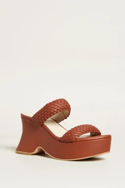 Sandali con zeppa - Marrone
