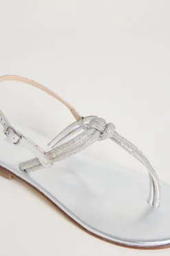 Sandali flat con strass - Argento