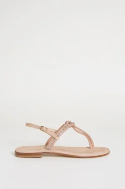 Sandali flat con strass - Beige