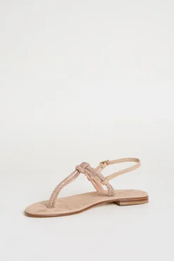 Sandali flat con strass - Beige