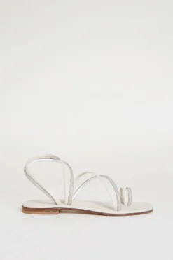 Sandali flat con strass - Bianco Argento
