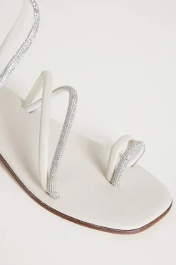 Sandali flat con strass - Bianco Argento