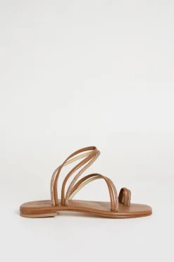Sandali flat con strass - Marrone