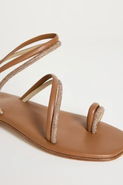 Sandali flat con strass - Marrone