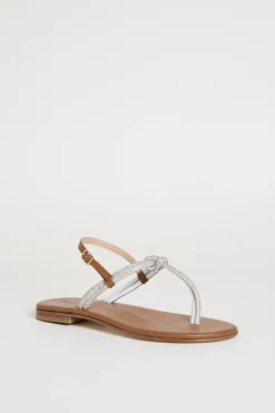 Sandali flat con strass - Marrone Argento