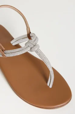 Sandali flat con strass - Marrone Argento