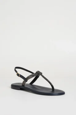 Sandali flat con strass - Nero