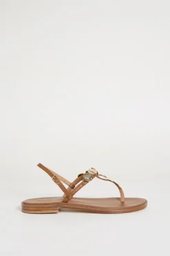 Sandali flat in pelle - Marrone