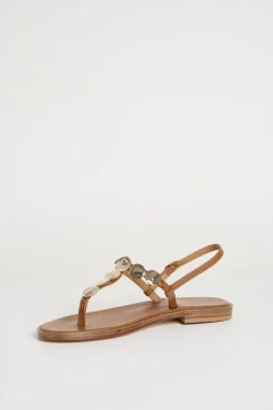 Sandali flat in pelle - Marrone