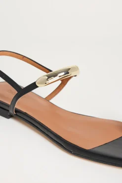 Sandali flat in pelle - Nero