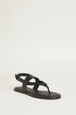 Sandali infradito in pelle - Nero