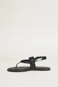 Sandali infradito in pelle - Nero