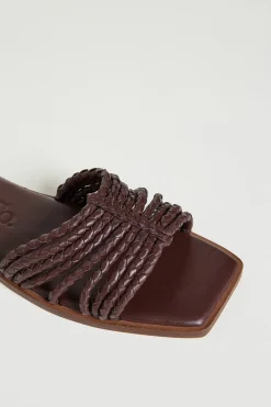 Sandali in pelle intrecciata - Marrone Scuro