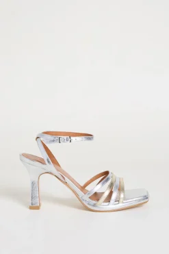 Sandali in pelle laminata - Argento Oro