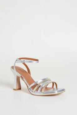 Sandali in pelle laminata - Argento Oro