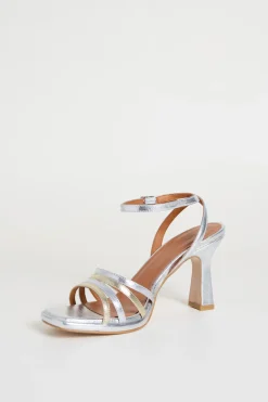 Sandali in pelle laminata - Argento Oro