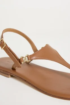 Sandali in pelle laminata - Marrone