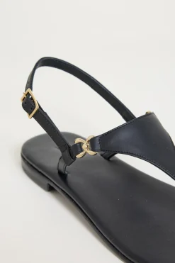 Sandali in pelle laminata - Nero