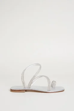 Sandali multilistino con strass - Argento
