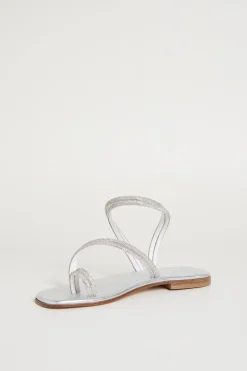 Sandali multilistino con strass - Argento