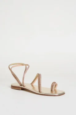 Sandali multilistino con strass - Rosa