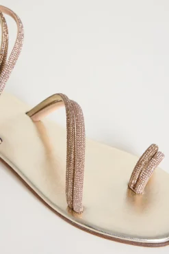 Sandali multilistino con strass - Rosa