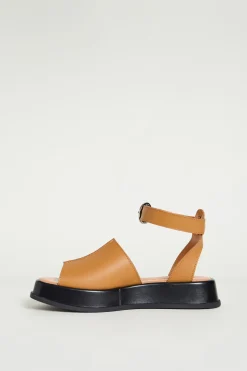 Sandali platform in pelle - Cammello