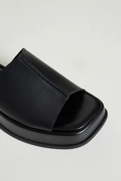 Sandali platform in pelle - Nero